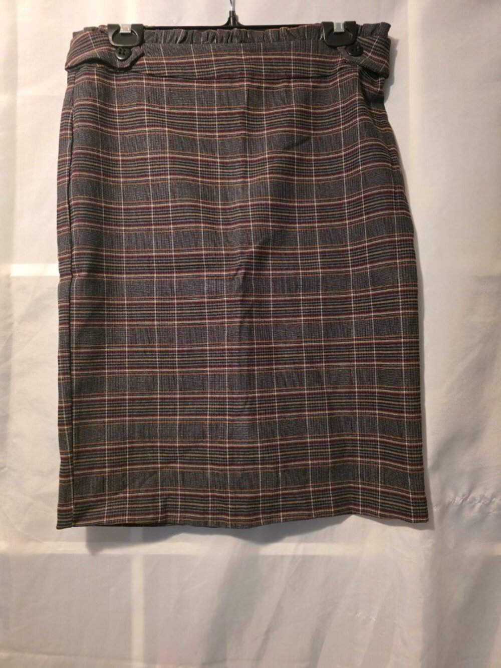 Women's Plaid Pencil Skirt, Size Small, 43 % Polyester/12% Nylon/3% Spandex